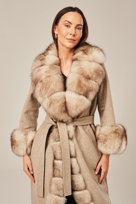 Dámský béžový kabát z alpaky