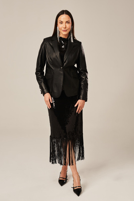 Dámský kožený blejzr v černé barvě