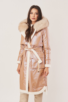 Dámský oboustranný péřový kabát s pravou kožešinou z alpaky